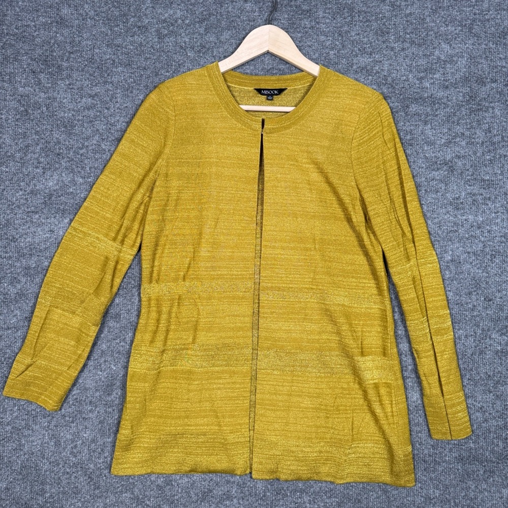 Misook Size Small Cardigan Gold Long Sparkle Evening Party Knit Single Hook
